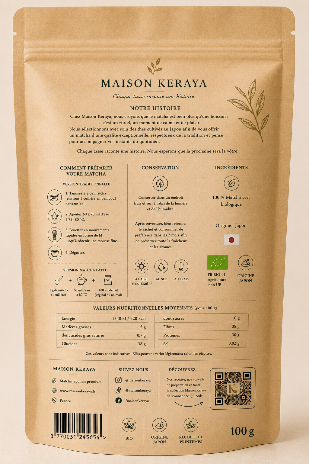 Matcha Cérémonie Bio – Maison Keraya 100g